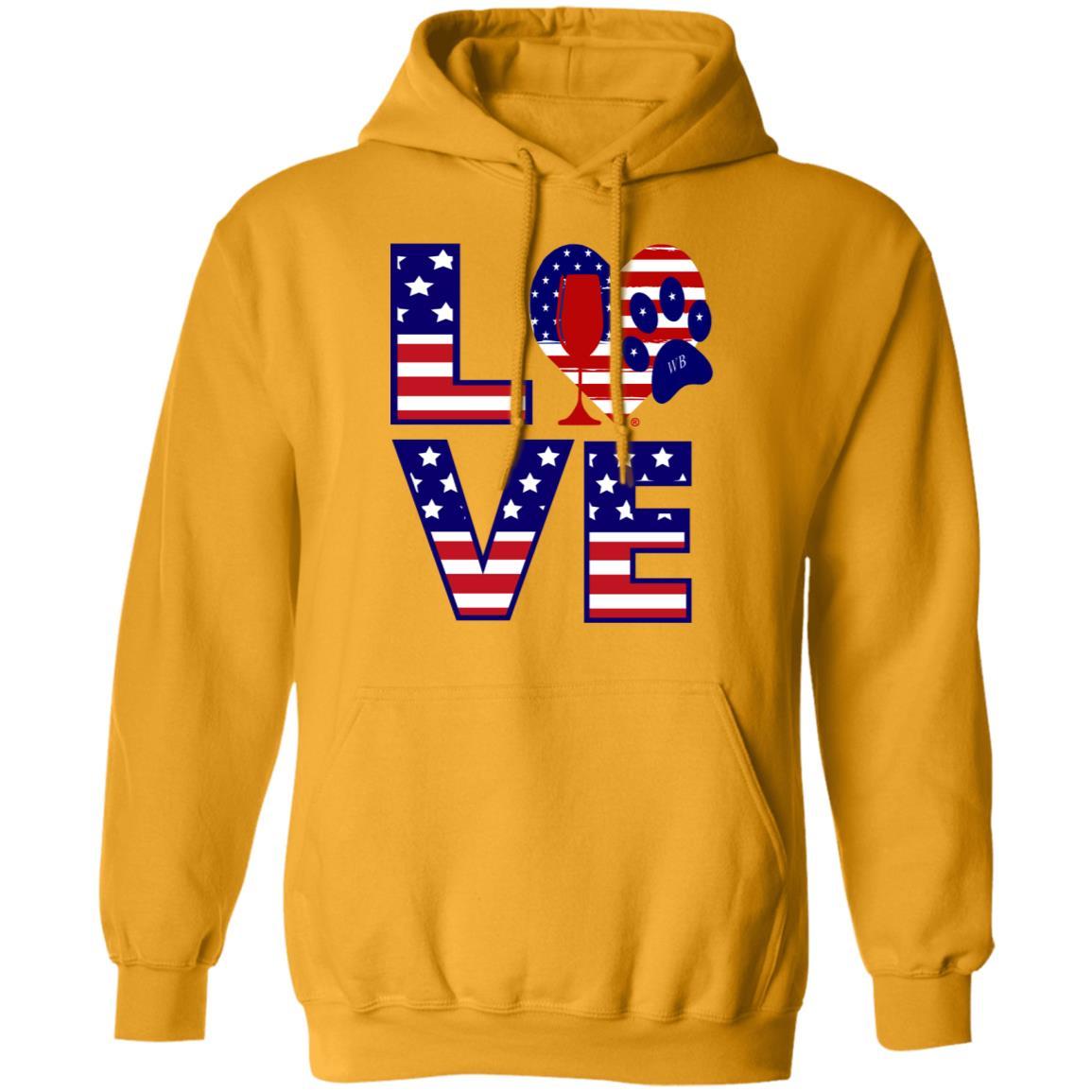 Sweatshirts Gold / S Winey Bitches Co "American Love Paw" Pullover Hoodie 8 oz. WineyBitchesCo