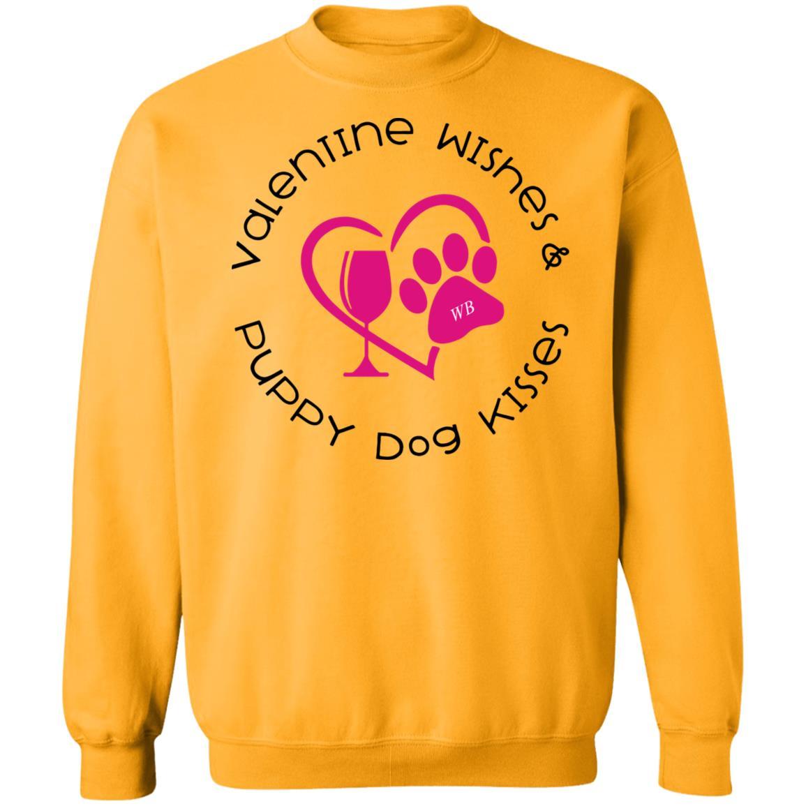 Sweatshirts Gold / S Winey Bitches Co Crewneck 'Valentine Wishes and Puppy Dog Kisses" (Heart) Pullover Sweatshirt 8 oz. WineyBitchesCo