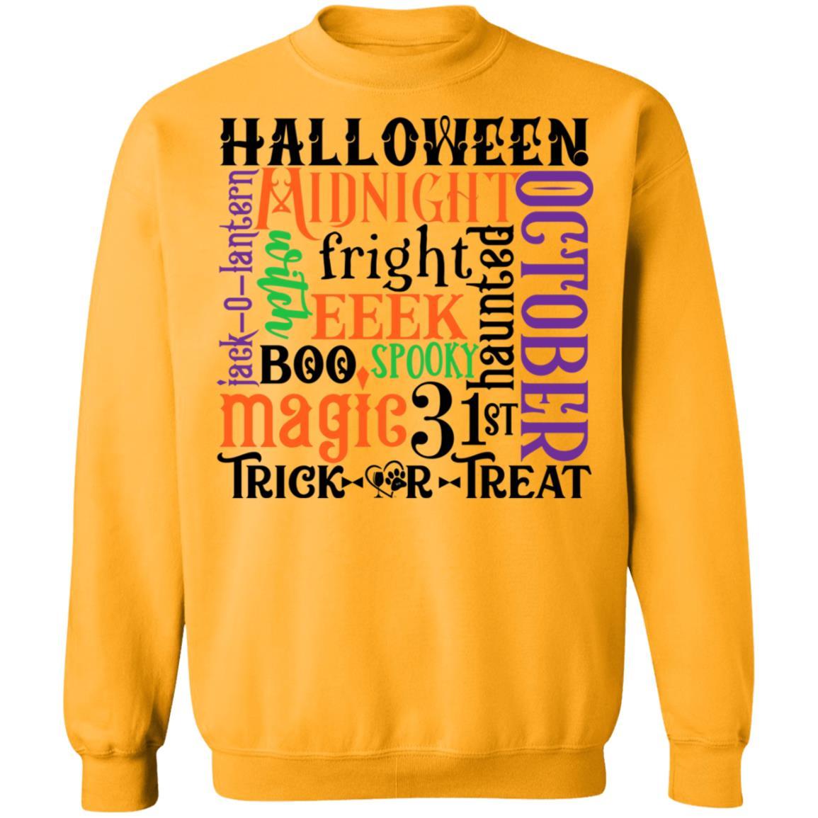 Sweatshirts Gold / S Winey Bitches Co "Halloween Word Jumble" Crewneck Pullover Sweatshirt 8 oz. WineyBitchesCo