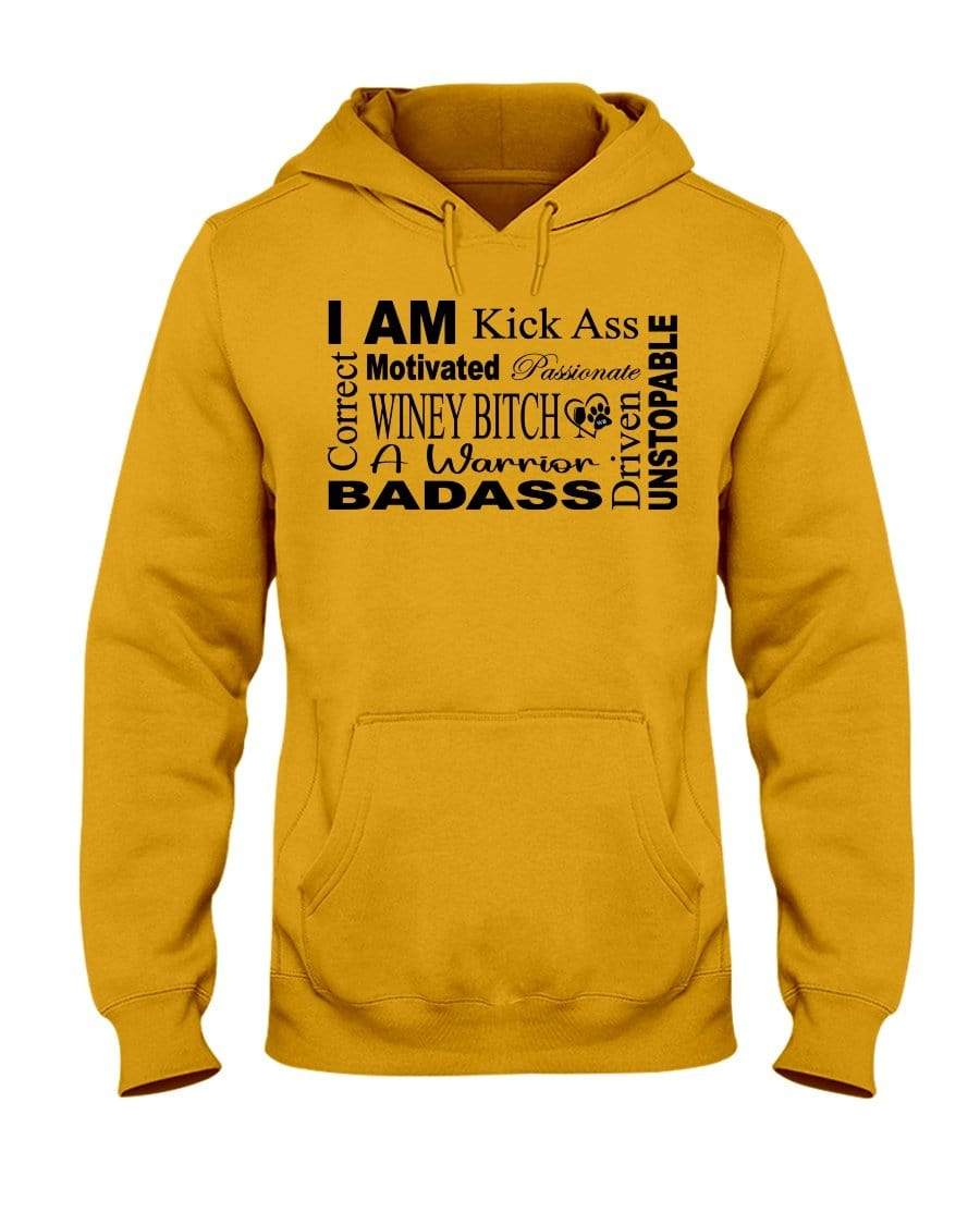 Sweatshirts Gold / S Winey Bitches Co "I Am Motivated" Black Lettering-50/50 Hoodie WineyBitchesCo