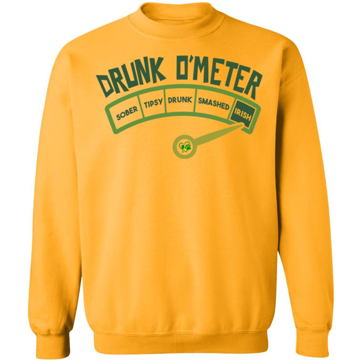 Sweatshirts Gold / S Winey Bitches Co "Irish Drunk O'Meter Crewneck Pullover Sweatshirt 8 oz. WineyBitchesCo
