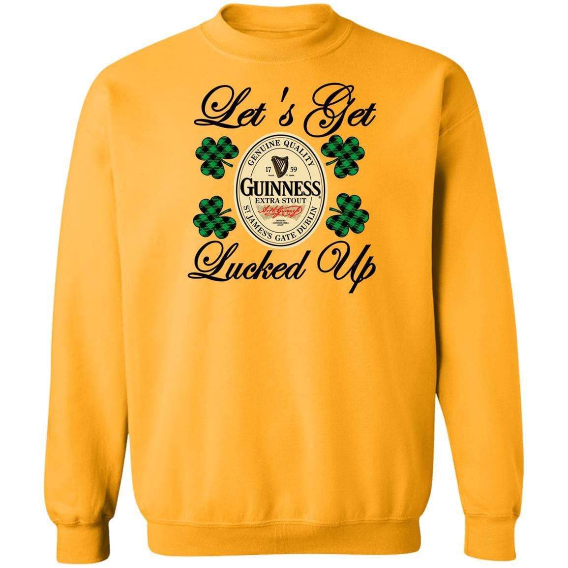 Sweatshirts Gold / S Winey Bitches Co "Let's Get Lucked Up" Guinness Crewneck Pullover Sweatshirt 8 oz. WineyBitchesCo