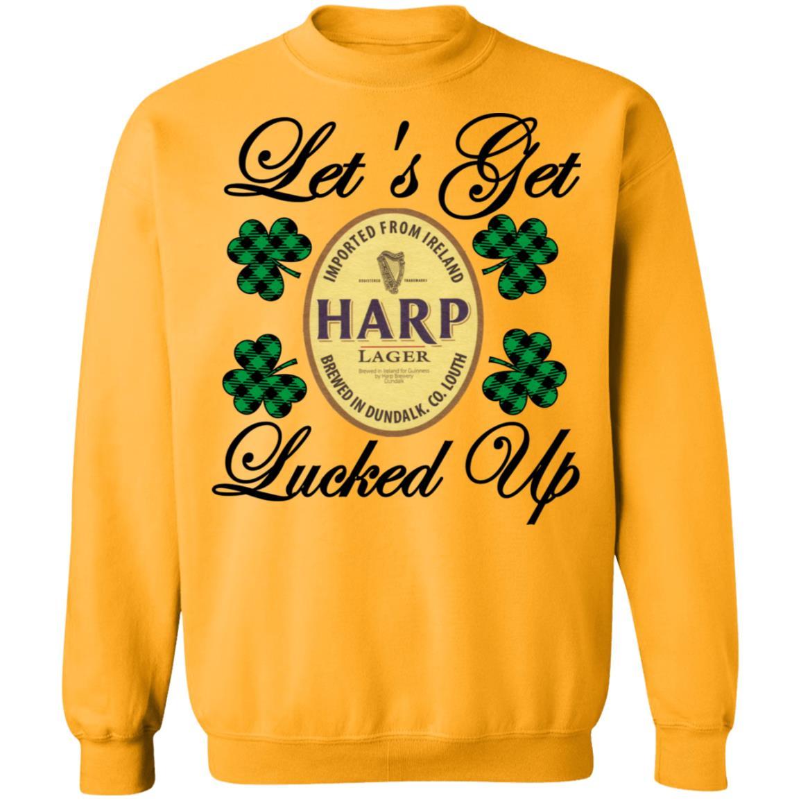 Sweatshirts Gold / S Winey Bitches Co "Let's Get Lucked Up" Harp Crewneck Pullover Sweatshirt 8 oz. WineyBitchesCo
