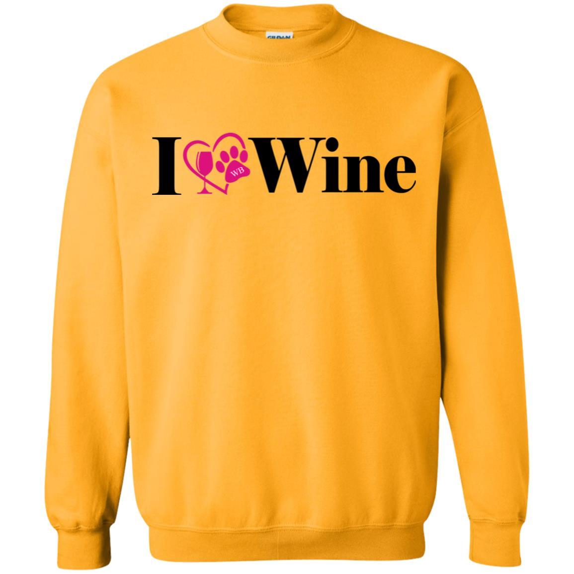 Sweatshirts Gold / S WineyBitches.Co "I Love Wine" Gildan Crewneck Pullover Sweatshirt 8 oz. WineyBitchesCo