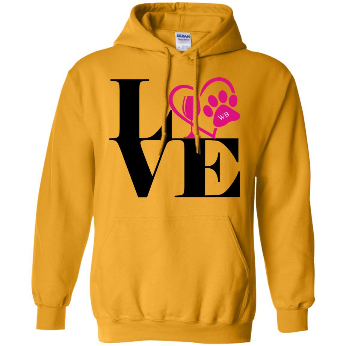 Sweatshirts Gold / S WineyBitches.Co "Love Paw 2" Pullover Hoodie 8 oz. WineyBitchesCo