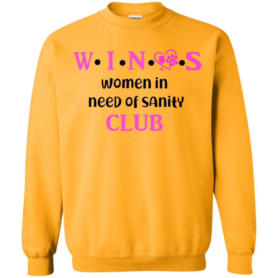 Sweatshirts Gold / S WineyBitches.Co WINOS Club Crewneck Pullover Sweatshirt 8 oz. (Pink Lettering) WineyBitchesCo