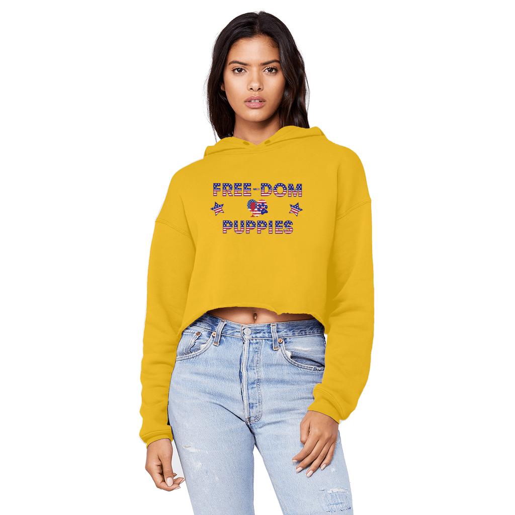 Sweatshirts Gold / XS WineyBitches.Co Free-Dom Puppies Unisex Cropped Raw Edge Boyfriend Hoodie WineyBitchesCo