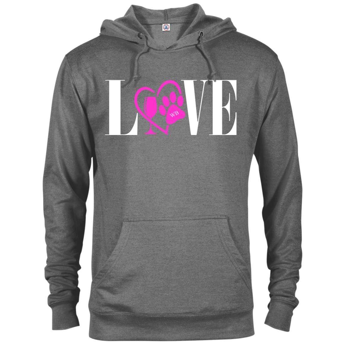 Sweatshirts Graphite Heather / M WineyBitches.co "Love Paw" Collection -Wht Lettering Delta French Terry Hoodie WineyBitchesCo