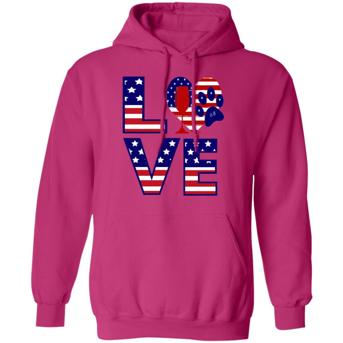 Sweatshirts Heliconia / S Winey Bitches Co "American Love Paw" Pullover Hoodie 8 oz. WineyBitchesCo