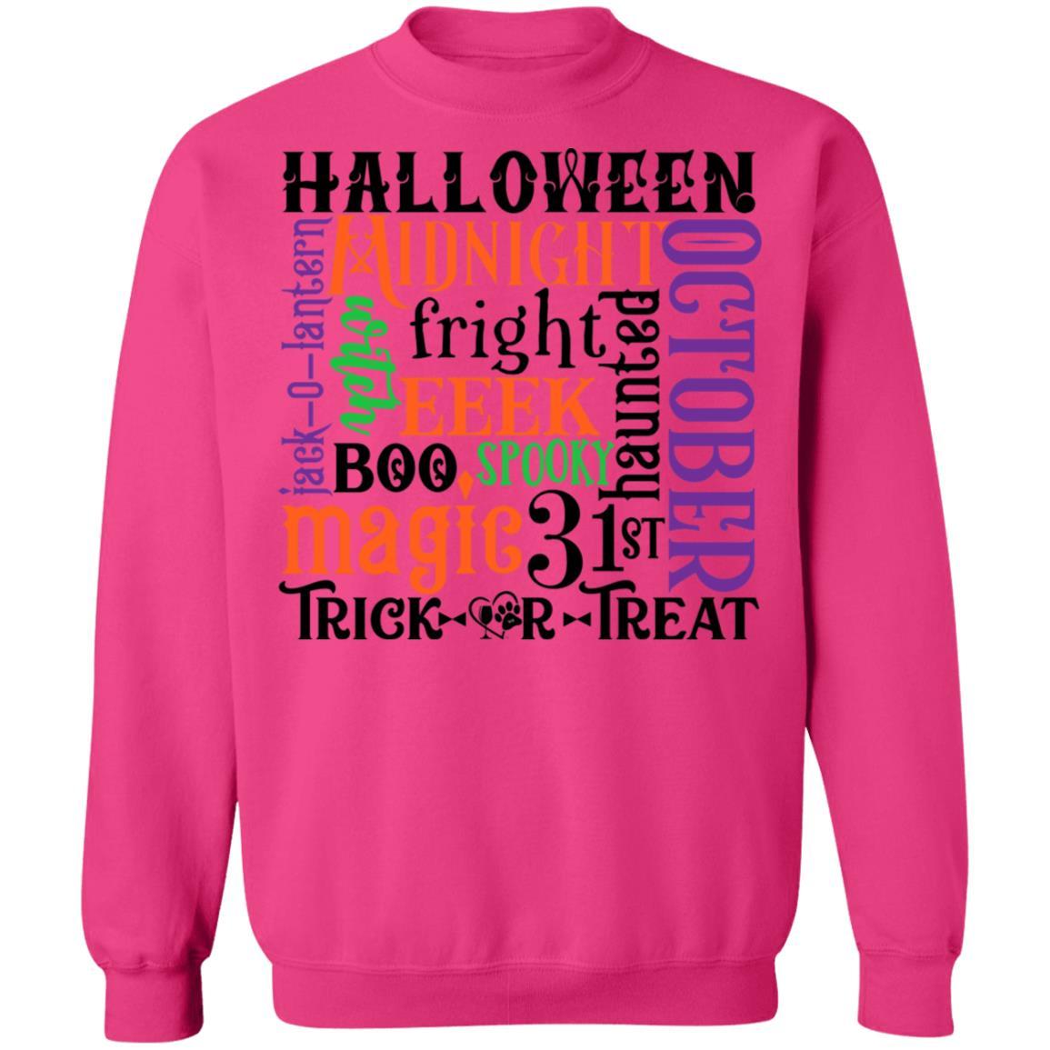 Sweatshirts Heliconia / S Winey Bitches Co "Halloween Word Jumble" Crewneck Pullover Sweatshirt 8 oz. WineyBitchesCo