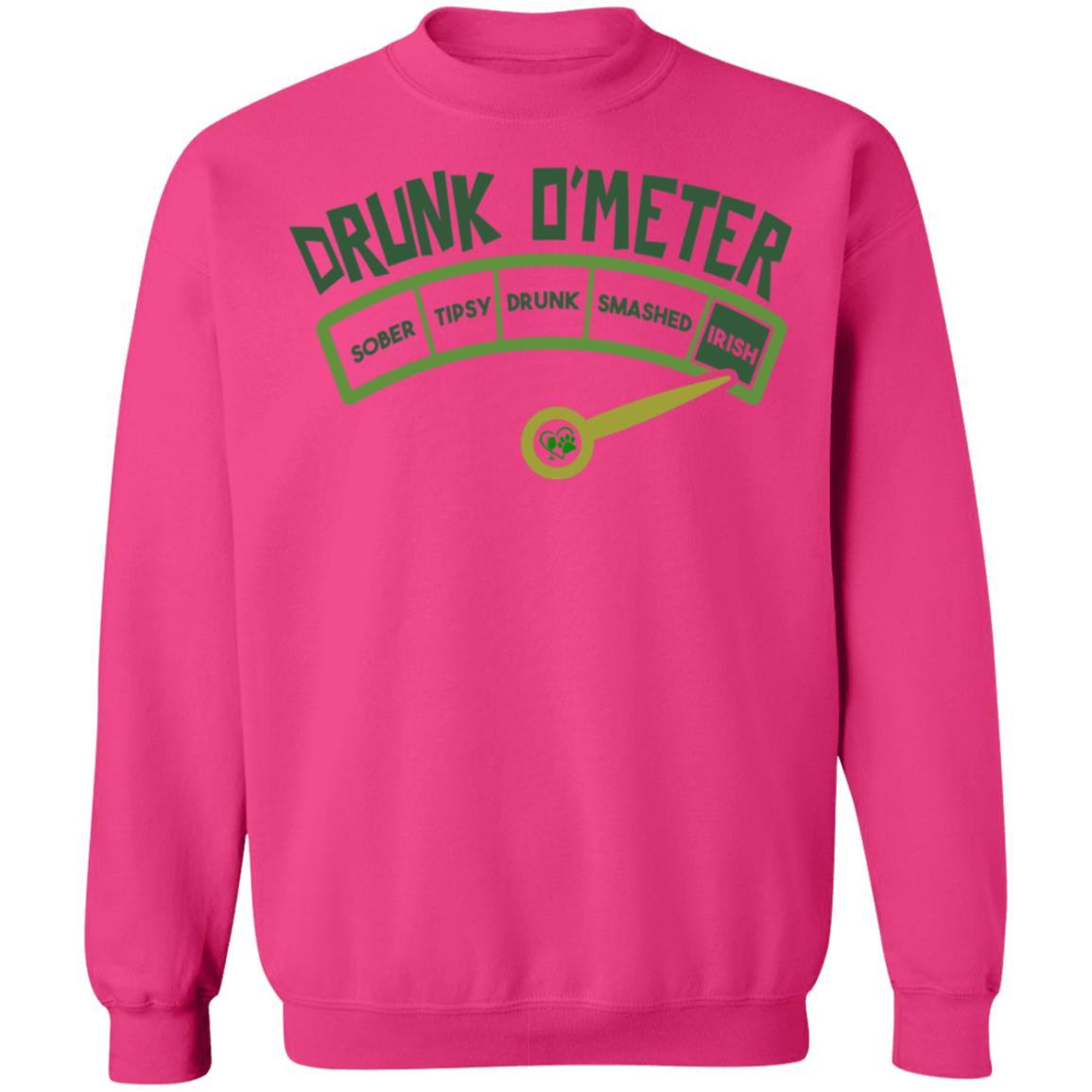 Sweatshirts Heliconia / S Winey Bitches Co "Irish Drunk O'Meter Crewneck Pullover Sweatshirt 8 oz. WineyBitchesCo