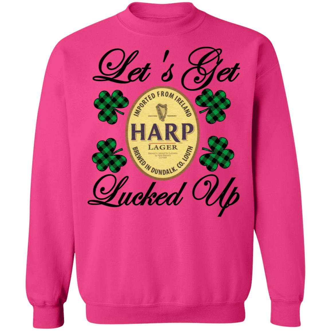 Sweatshirts Heliconia / S Winey Bitches Co "Let's Get Lucked Up" Harp Crewneck Pullover Sweatshirt 8 oz. WineyBitchesCo