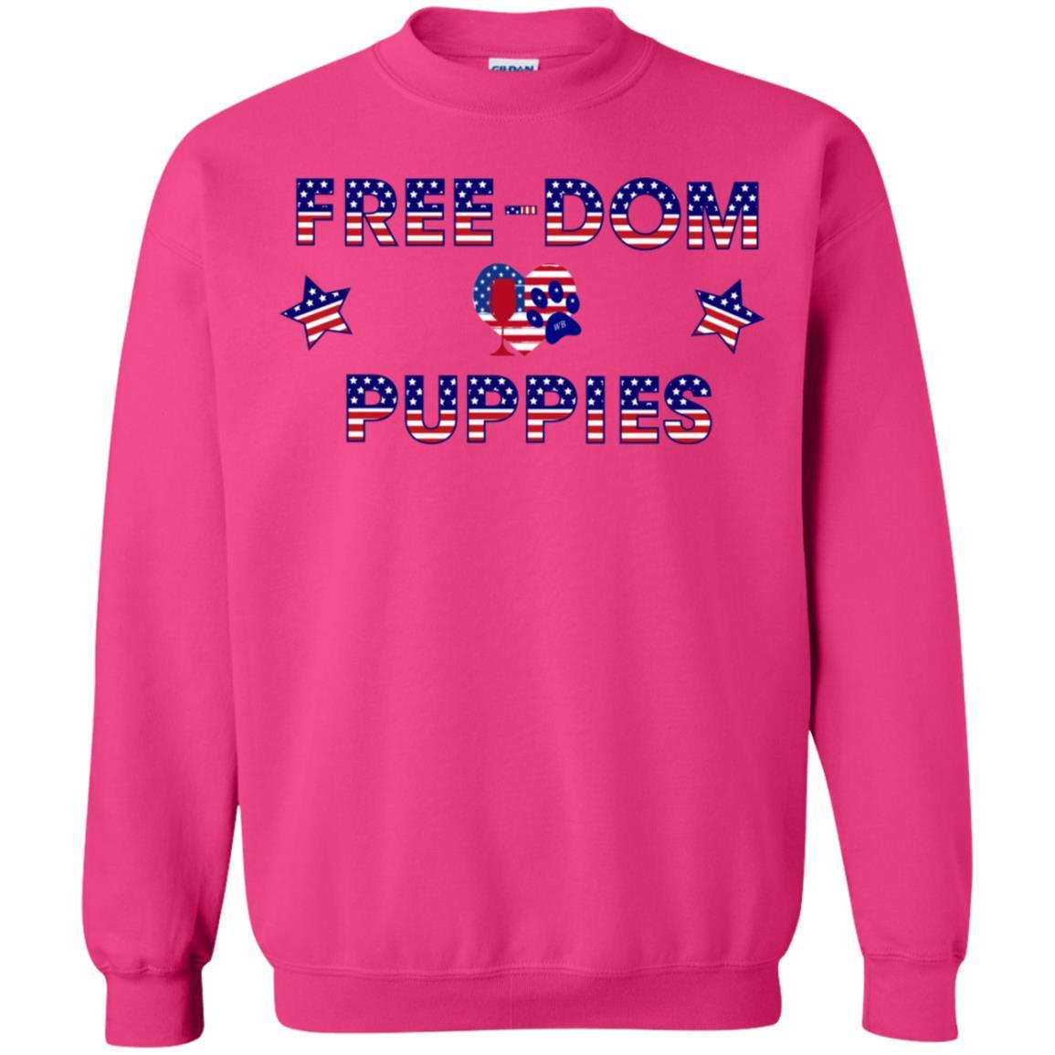 Sweatshirts Heliconia / S WineyBitches.Co Free-Dom Puppies Crewneck Pullover Sweatshirt 8 oz. WineyBitchesCo