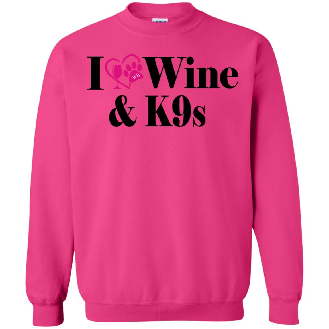 Sweatshirts Heliconia / S WineyBitches.Co "I Love Wine and K9s" Crewneck Pullover Sweatshirt 8 oz. WineyBitchesCo