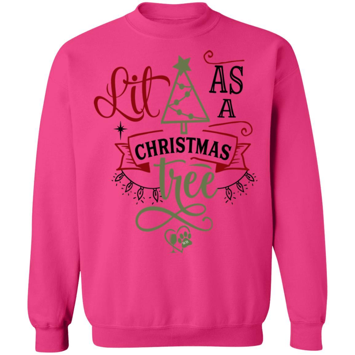Sweatshirts Heliconia / S WineyBitches.Co " Lit As A Christmas Tree" Crewneck Pullover Sweatshirt 8 oz. WineyBitchesCo