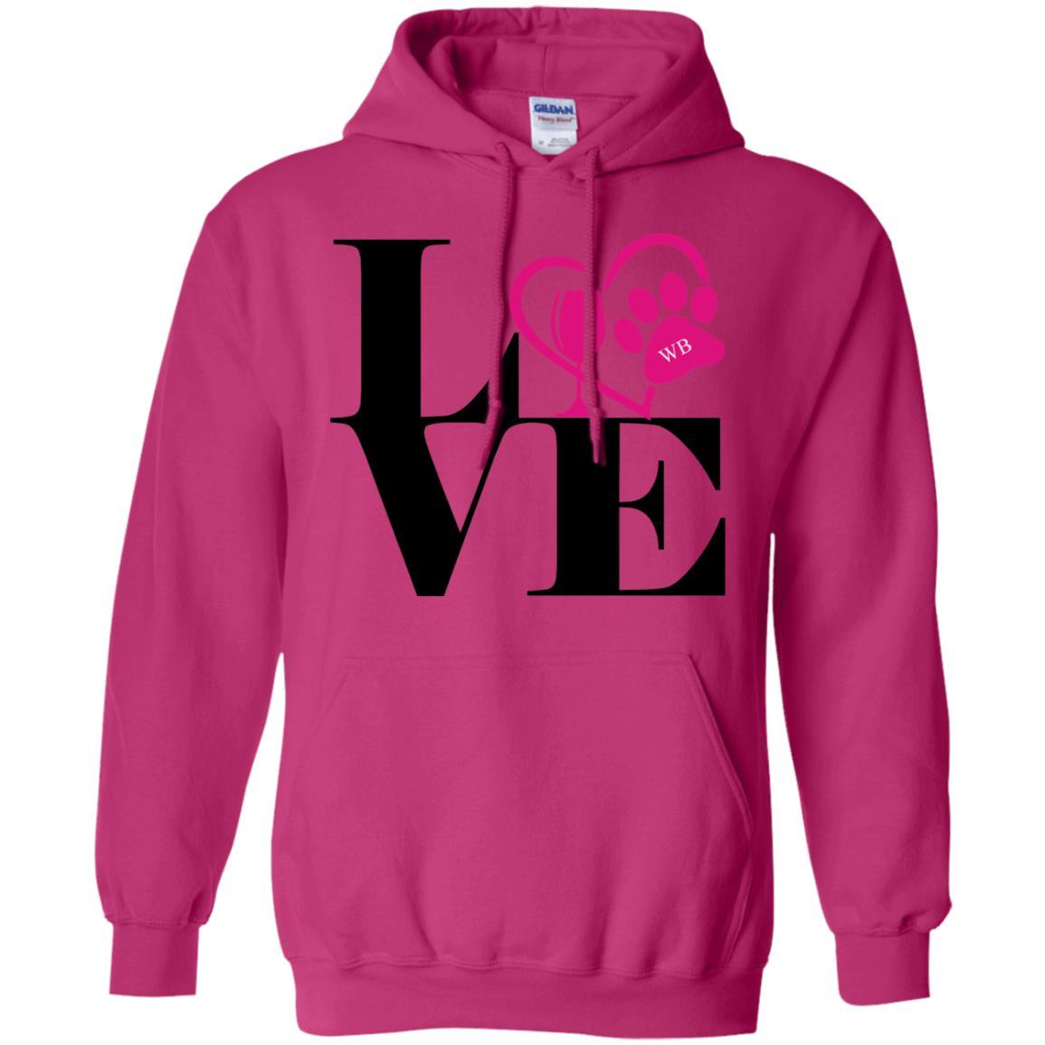 Sweatshirts Heliconia / S WineyBitches.Co "Love Paw 2" Pullover Hoodie 8 oz. WineyBitchesCo