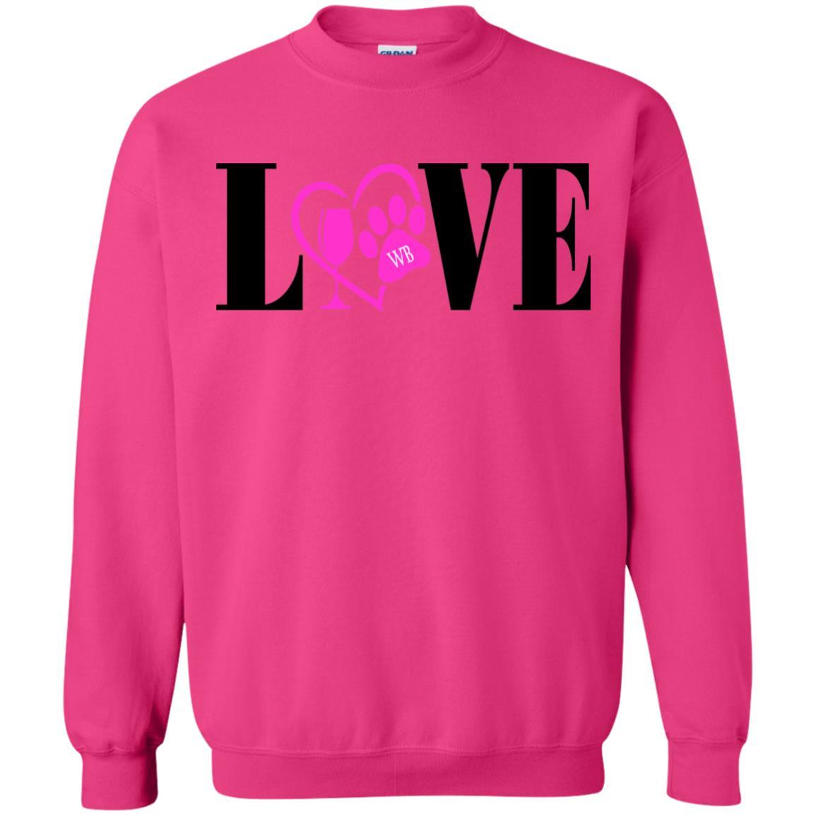 Sweatshirts Heliconia / S WineyBitches.co "Love Paw" Crewneck Pullover Sweatshirt 8 oz. WineyBitchesCo
