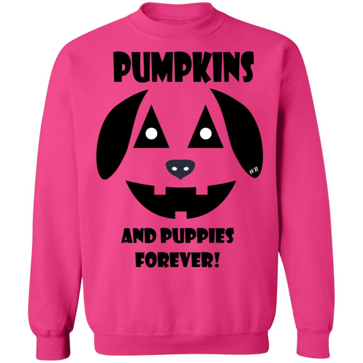 Sweatshirts Heliconia / S WineyBitches.Co "Pumpkins and Puppies Forever" Halloween Crewneck Pullover Sweatshirt 8 oz. WineyBitchesCo
