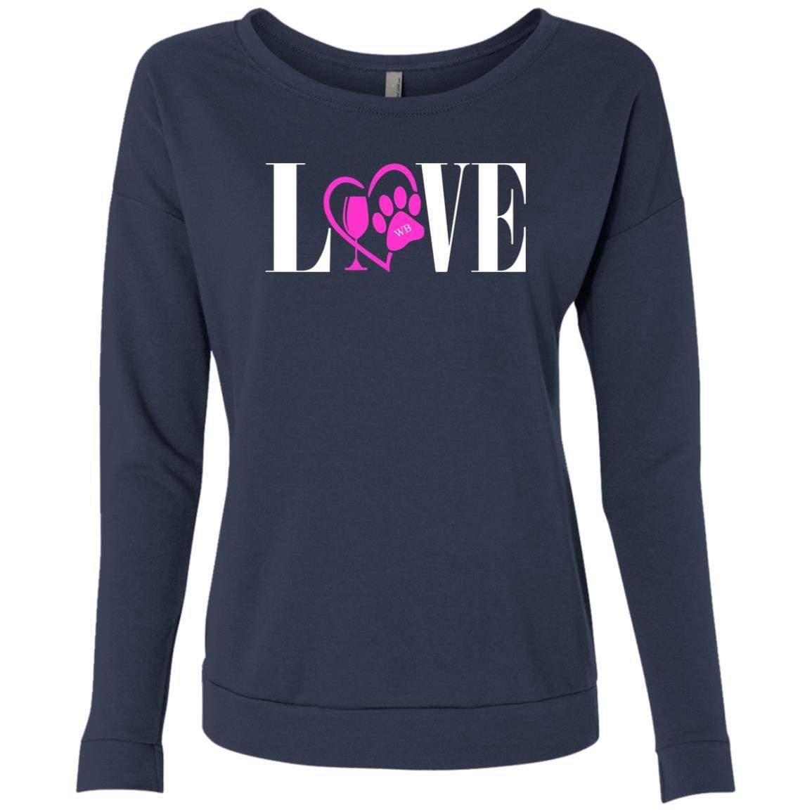 Sweatshirts Indigo / S WineyBitches.co "Love Paw" Collection -Wht Lettering Ladies' French Terry Scoop WineyBitchesCo