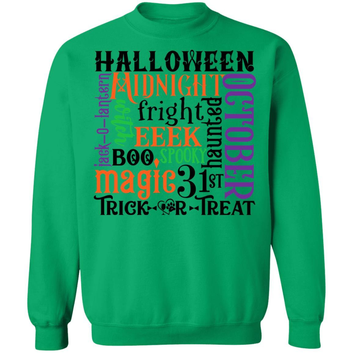 Sweatshirts Irish Green / S Winey Bitches Co "Halloween Word Jumble" Crewneck Pullover Sweatshirt 8 oz. WineyBitchesCo