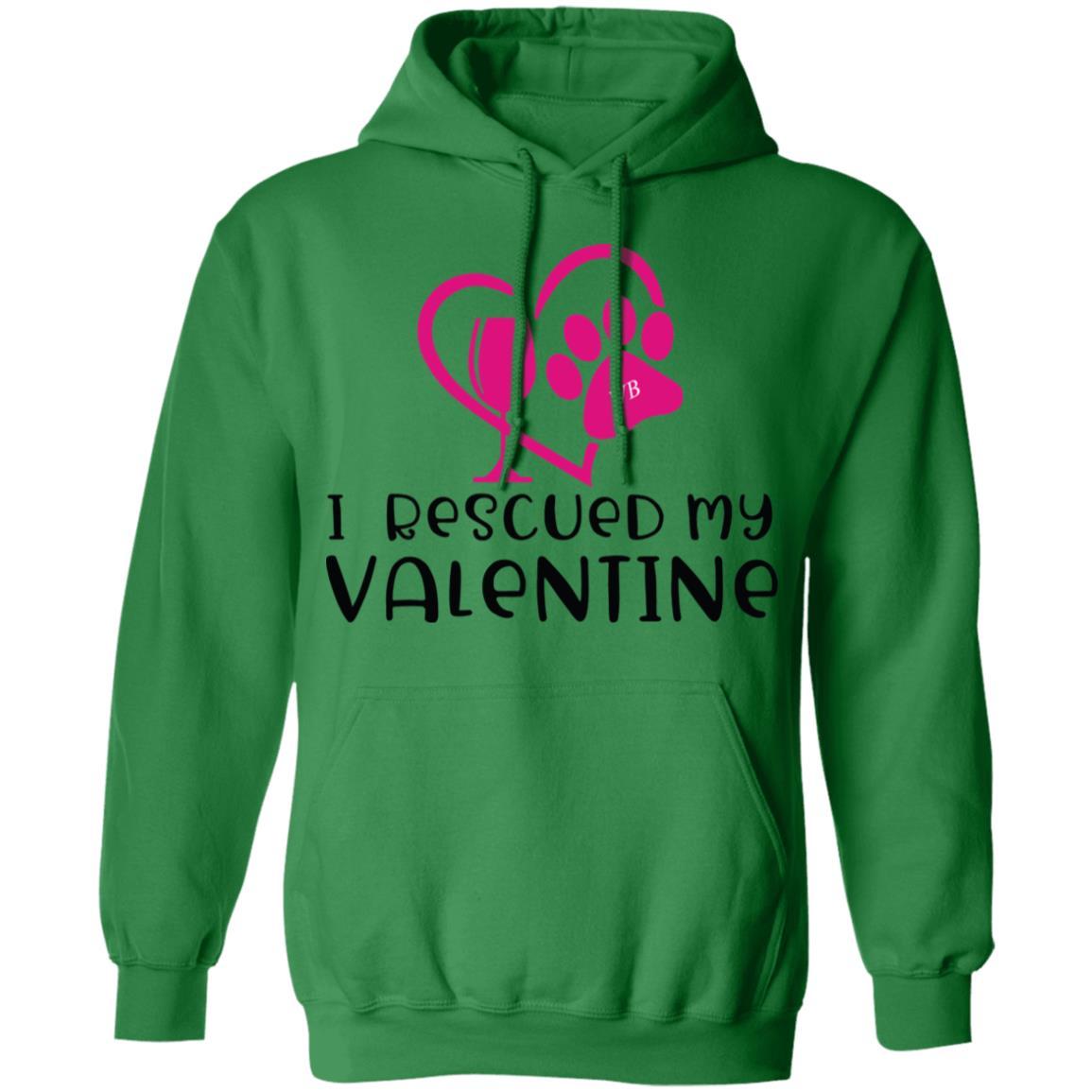 Sweatshirts Irish Green / S Winey Bitches Co I Rescued My Valentine" Pullover Hoodie 8 oz. WineyBitchesCo