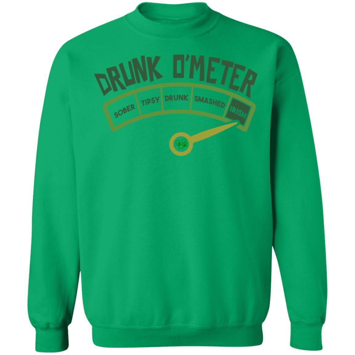 Sweatshirts Irish Green / S Winey Bitches Co "Irish Drunk O'Meter Crewneck Pullover Sweatshirt 8 oz. WineyBitchesCo