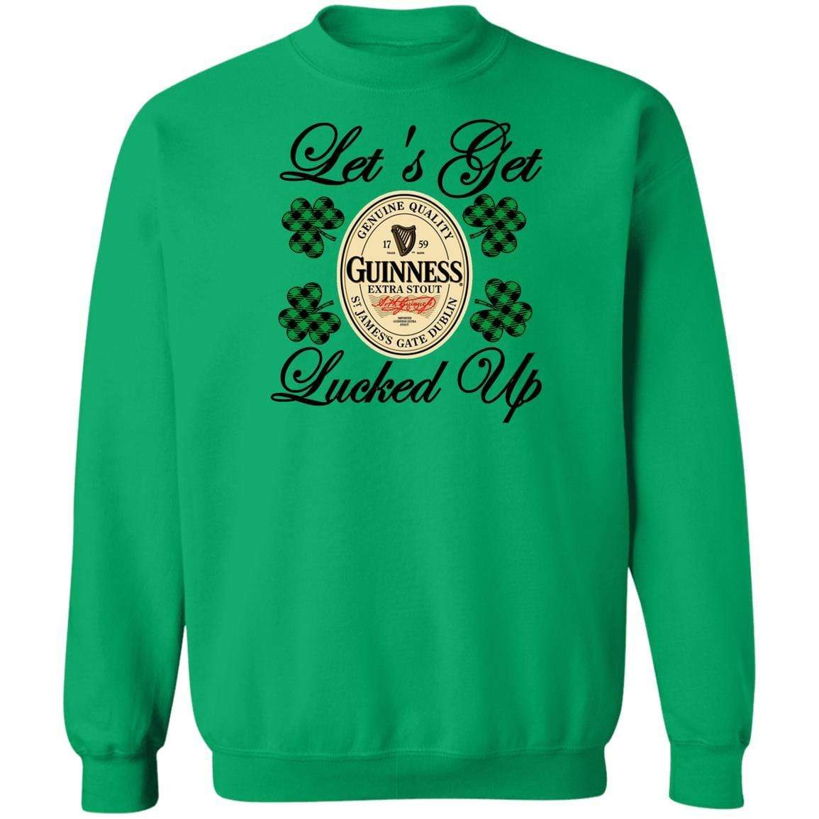 Sweatshirts Irish Green / S Winey Bitches Co "Let's Get Lucked Up" Guinness Crewneck Pullover Sweatshirt 8 oz. WineyBitchesCo