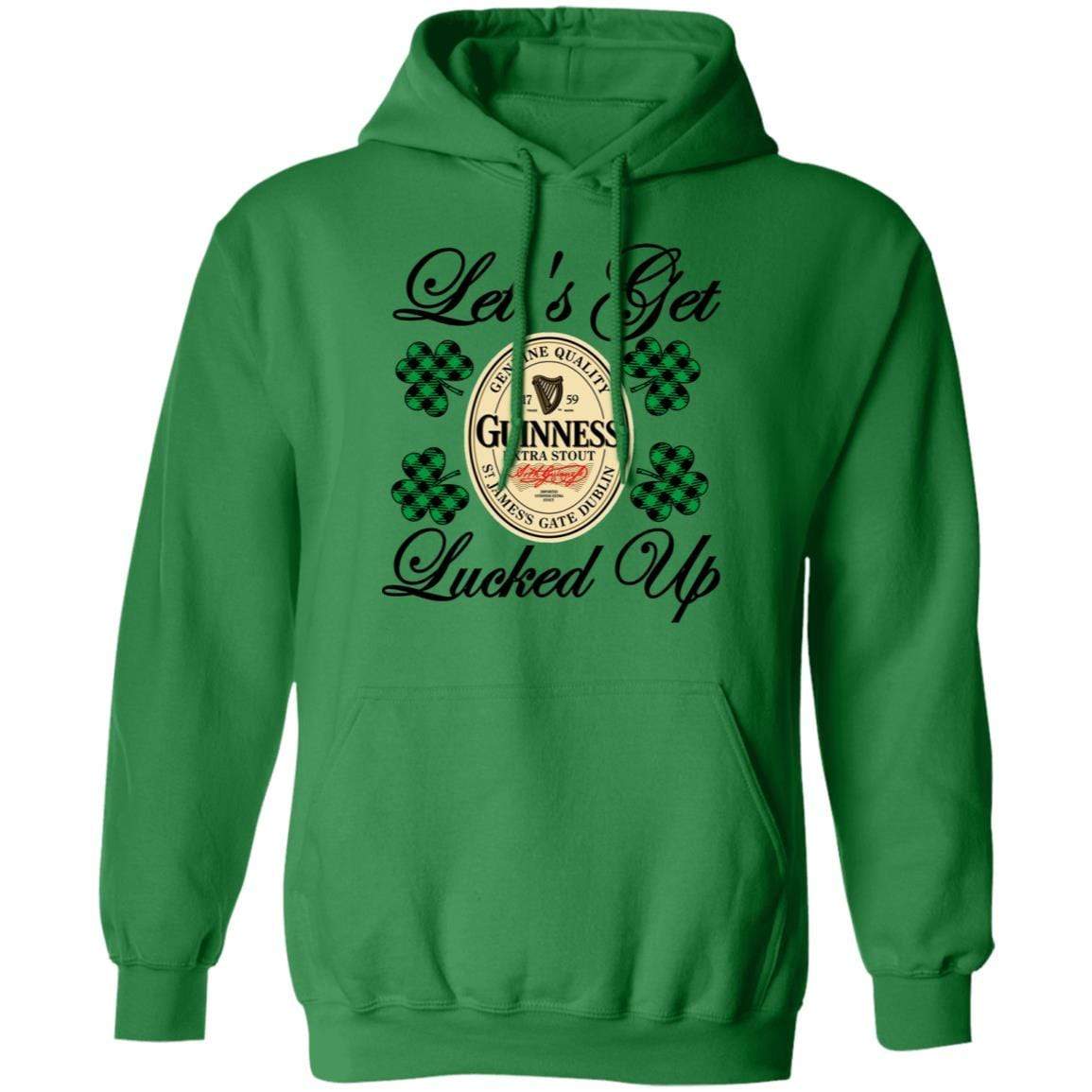 Sweatshirts Irish Green / S Winey Bitches Co "Let's Get Lucked Up" Guinness Pullover Hoodie 8 oz. WineyBitchesCo