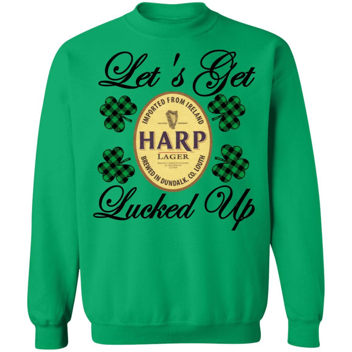 Sweatshirts Irish Green / S Winey Bitches Co "Let's Get Lucked Up" Harp Crewneck Pullover Sweatshirt 8 oz. WineyBitchesCo