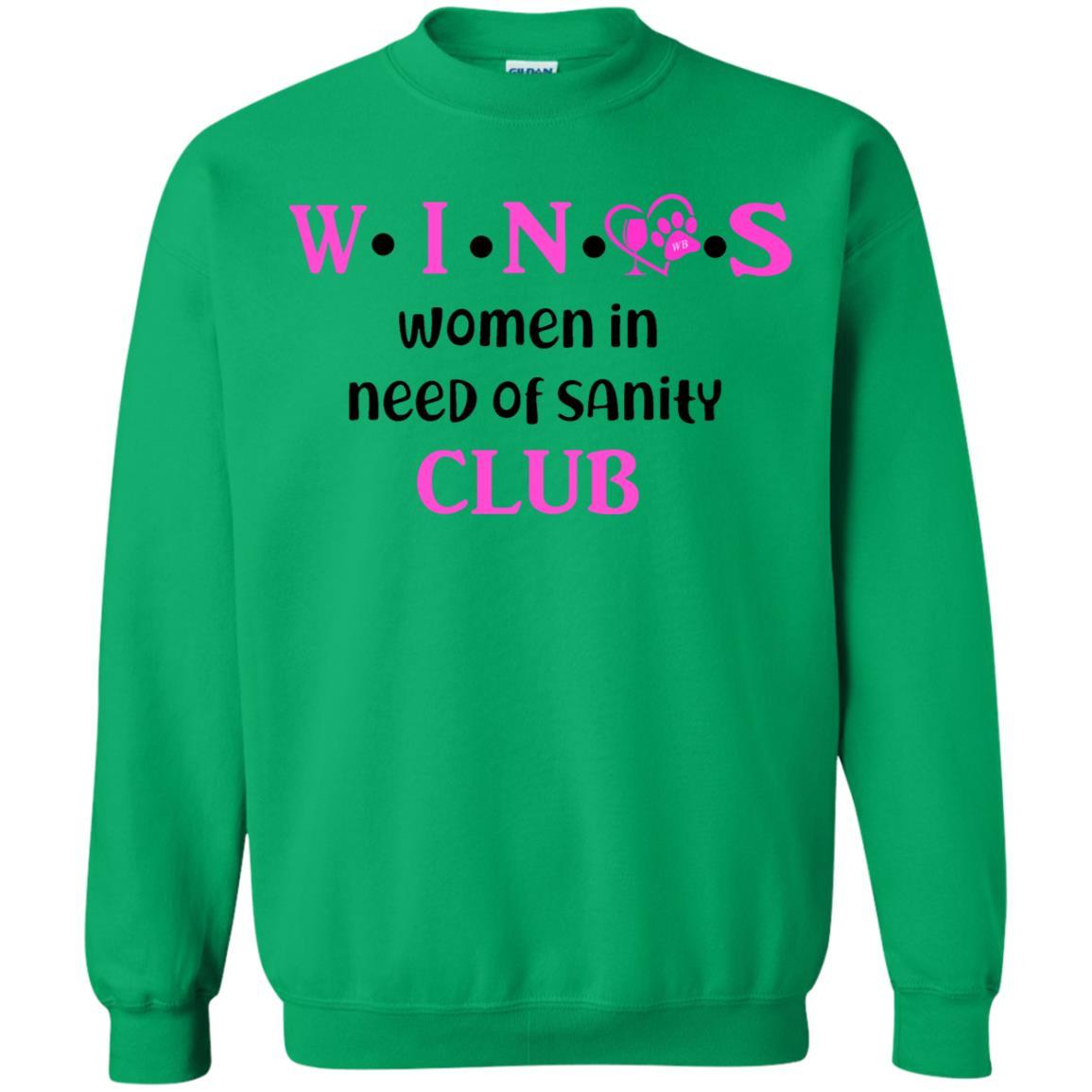 Sweatshirts Irish Green / S WineyBitches.Co WINOS Club Crewneck Pullover Sweatshirt 8 oz. (Pink Lettering) WineyBitchesCo