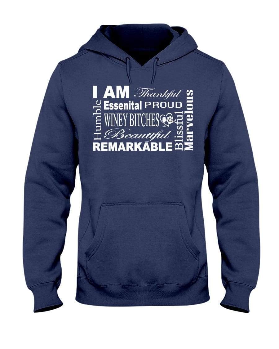 Sweatshirts J Navy / S Winey Bitches Co "I Am Essential" White Letters- 50/50 Hoodie WineyBitchesCo