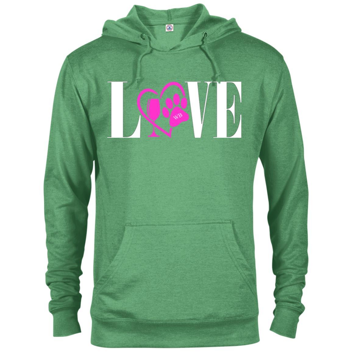 Sweatshirts Kelly Heather / X-Small WineyBitches.co "Love Paw" Collection -Wht Lettering Delta French Terry Hoodie WineyBitchesCo