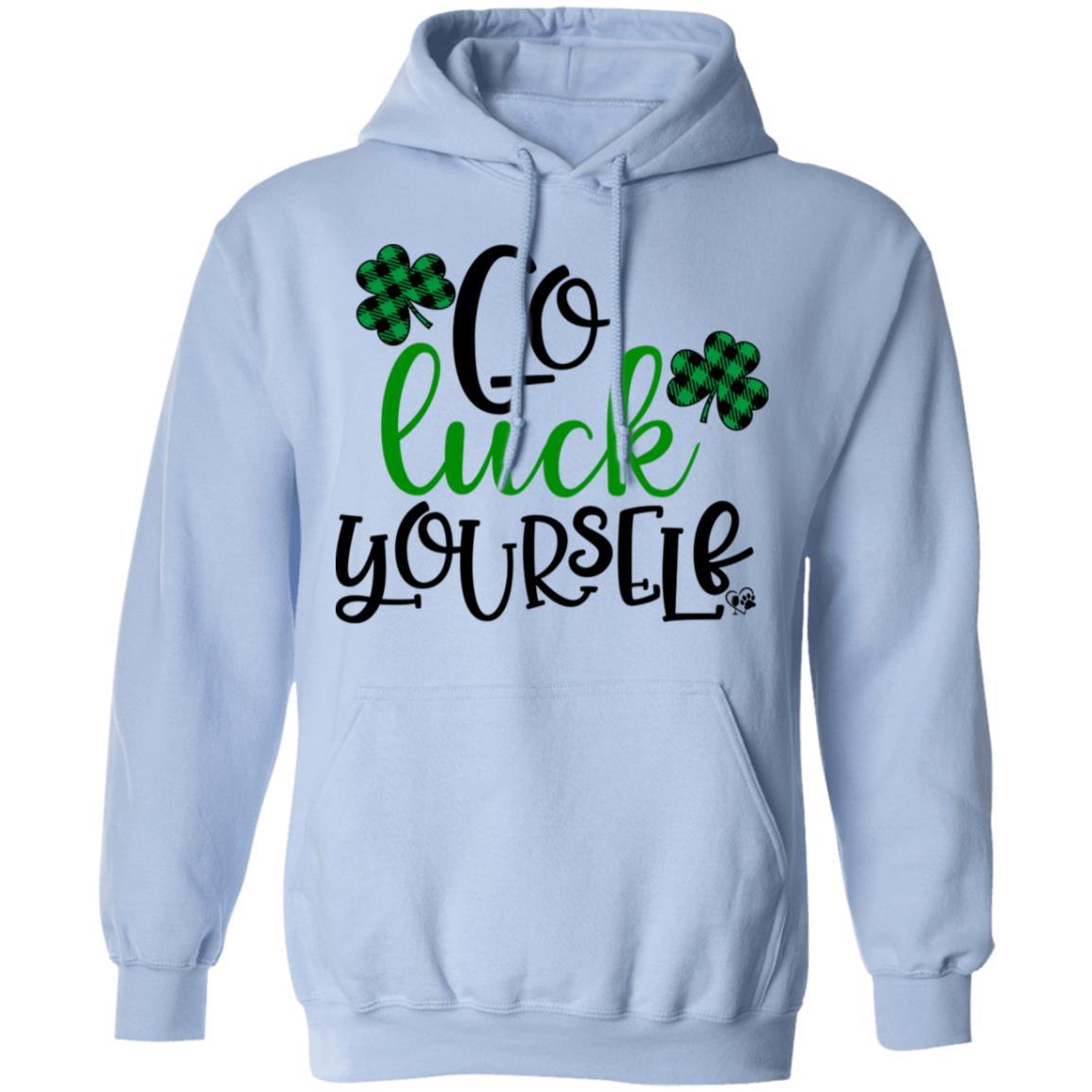 Sweatshirts Light Blue / S Winey Bitches Co Go Luck Yourself" Pullover Hoodie 8 oz. WineyBitchesCo
