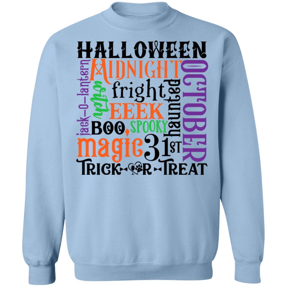 Sweatshirts Light Blue / S Winey Bitches Co "Halloween Word Jumble" Crewneck Pullover Sweatshirt 8 oz. WineyBitchesCo