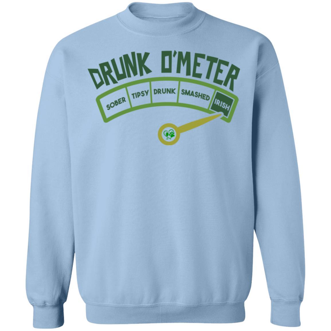 Sweatshirts Light Blue / S Winey Bitches Co "Irish Drunk O'Meter Crewneck Pullover Sweatshirt 8 oz. WineyBitchesCo