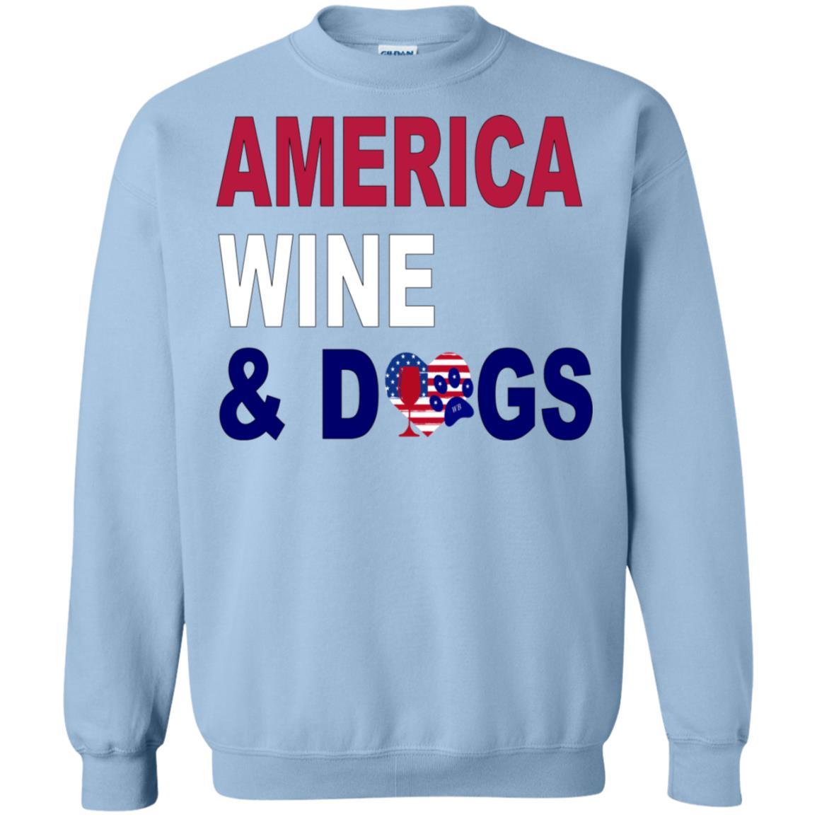Sweatshirts Light Blue / S WineyBitches.Co America Wine & Dogs Crewneck Pullover Sweatshirt 8 oz. WineyBitchesCo