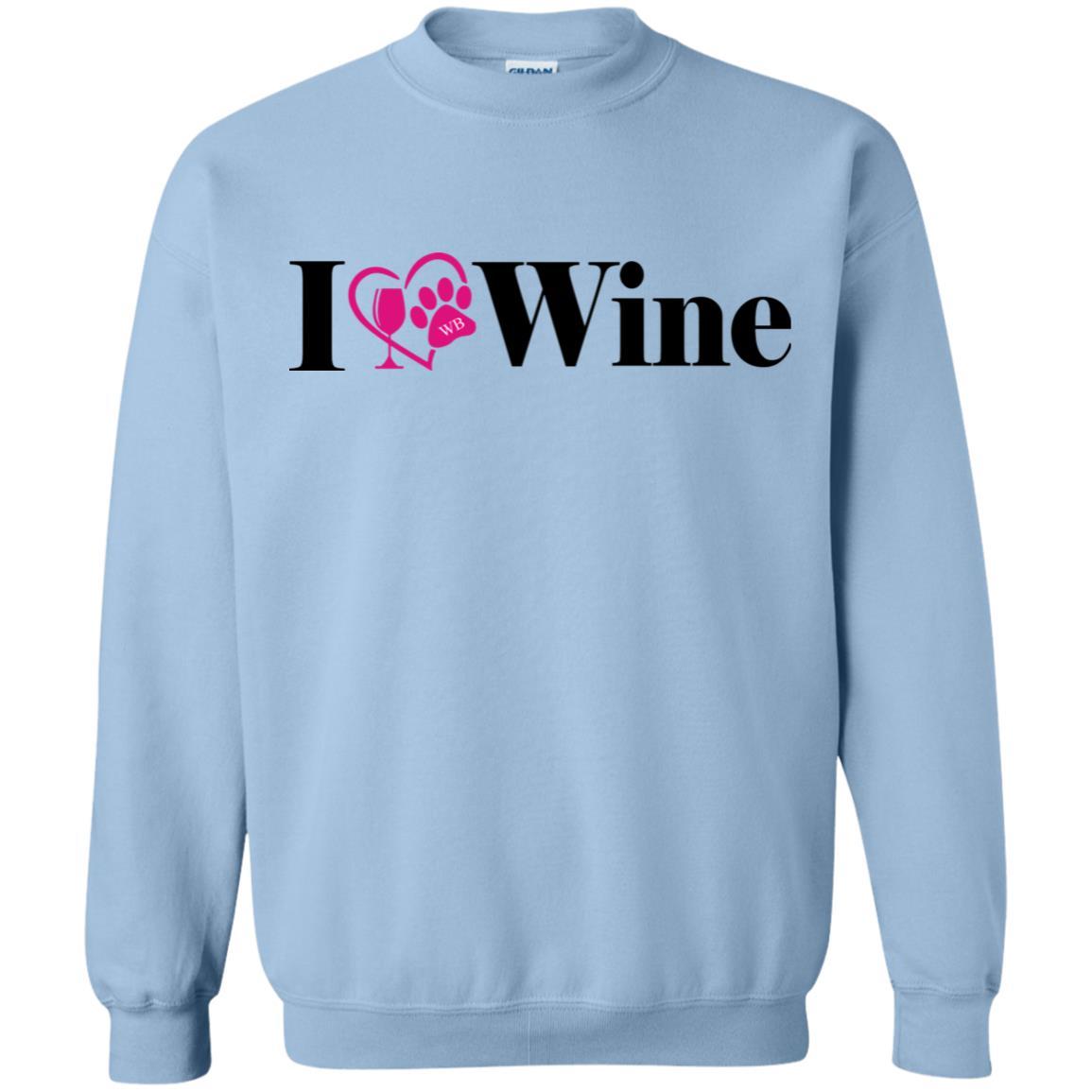 Sweatshirts Light Blue / S WineyBitches.Co "I Love Wine" Gildan Crewneck Pullover Sweatshirt 8 oz. WineyBitchesCo