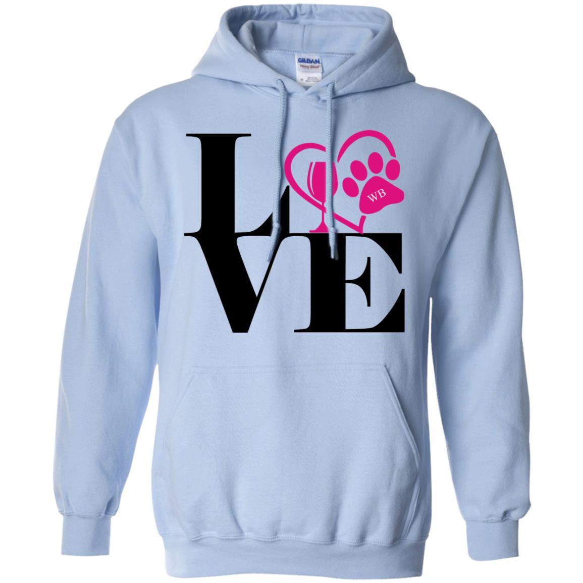 Sweatshirts Light Blue / S WineyBitches.Co "Love Paw 2" Pullover Hoodie 8 oz. WineyBitchesCo