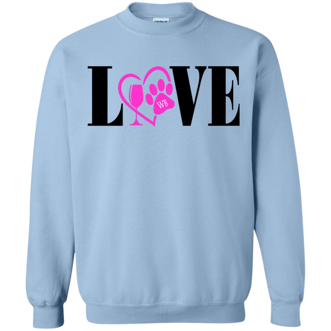 Sweatshirts Light Blue / S WineyBitches.co "Love Paw" Crewneck Pullover Sweatshirt 8 oz. WineyBitchesCo