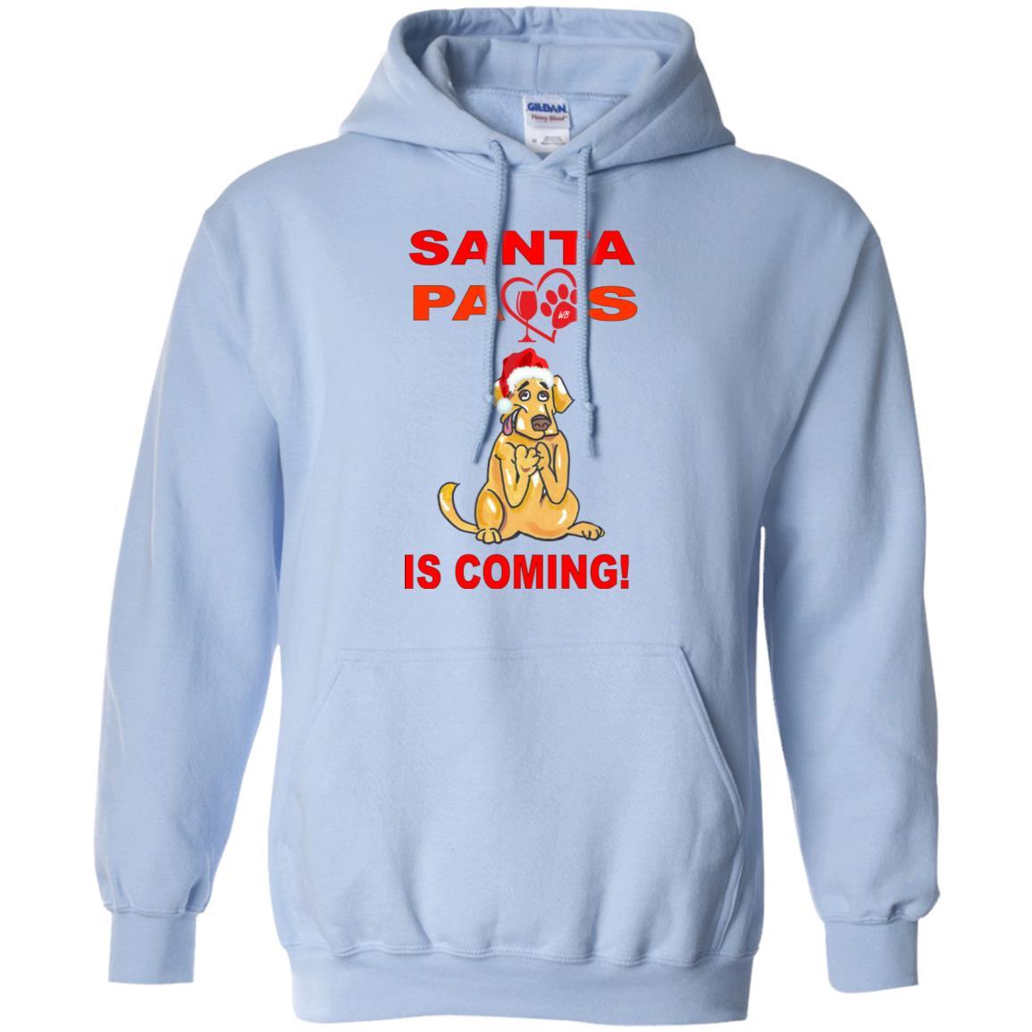 Sweatshirts Light Blue / S WineyBitches.co "Santa Paws Is Coming " Pullover Hoodie 8 oz. WineyBitchesCo