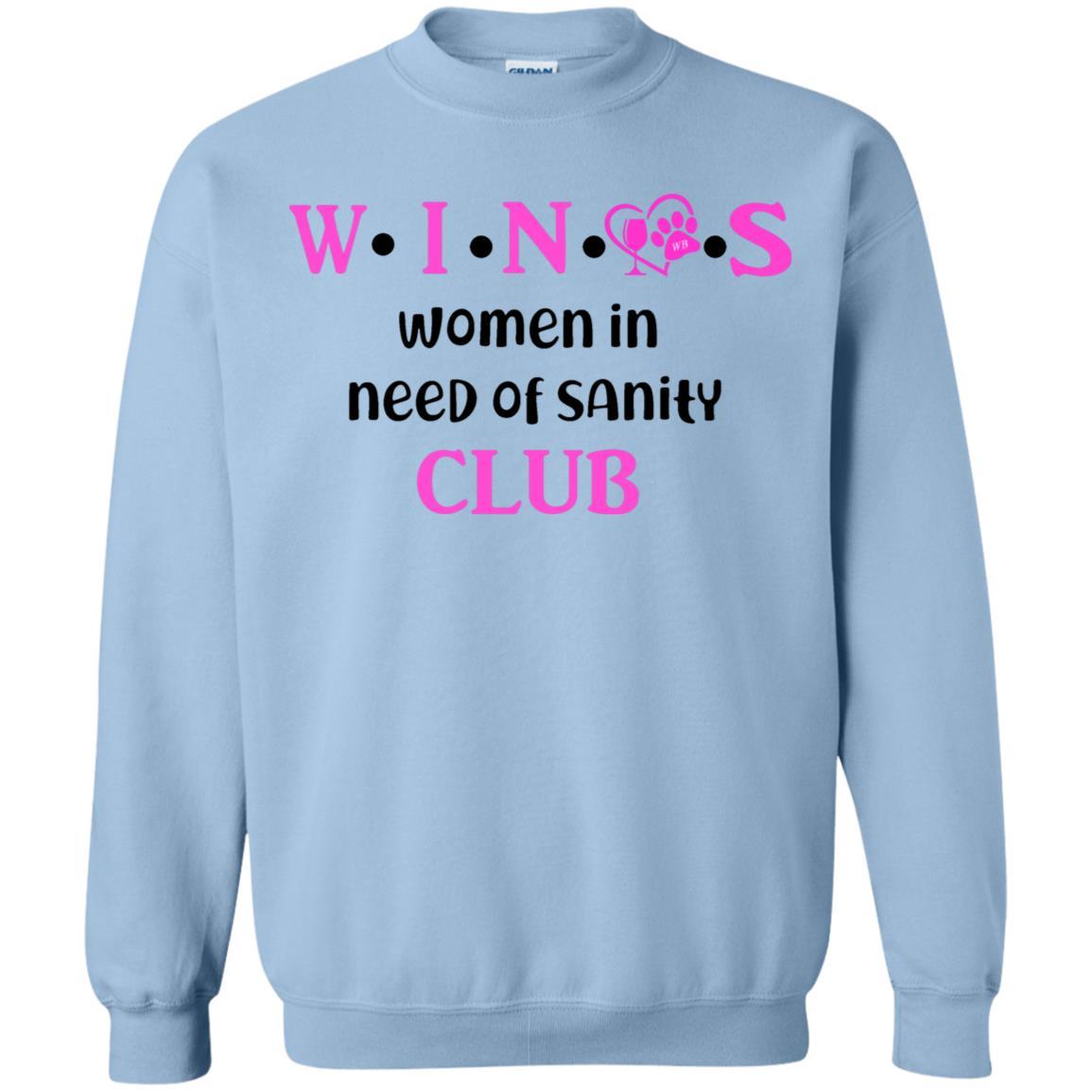 Sweatshirts Light Blue / S WineyBitches.Co WINOS Club Crewneck Pullover Sweatshirt 8 oz. (Pink Lettering) WineyBitchesCo