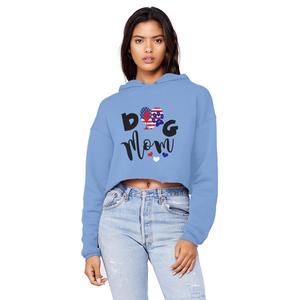 Sweatshirts Light Blue / XS WineyBitches.Co American Dog Mom Unisex Cropped Raw Edge Boyfriend Hoodie WineyBitchesCo