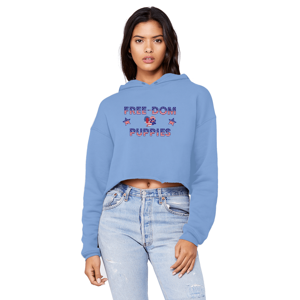 Sweatshirts Light Blue / XS WineyBitches.Co Free-Dom Puppies Unisex Cropped Raw Edge Boyfriend Hoodie WineyBitchesCo