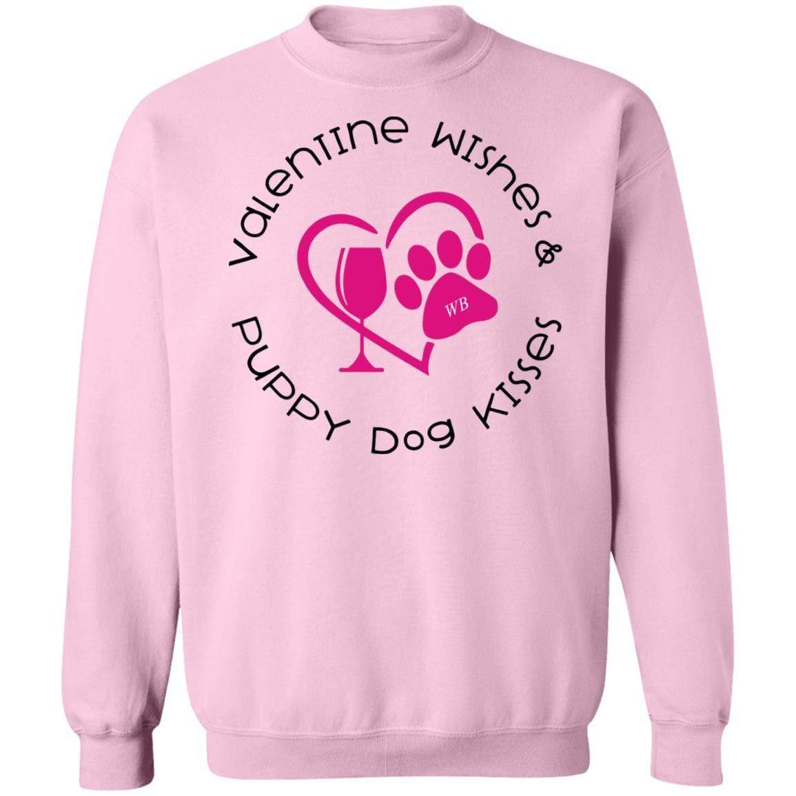 Sweatshirts Light Pink / S Winey Bitches Co Crewneck 'Valentine Wishes and Puppy Dog Kisses" (Heart) Pullover Sweatshirt 8 oz. WineyBitchesCo