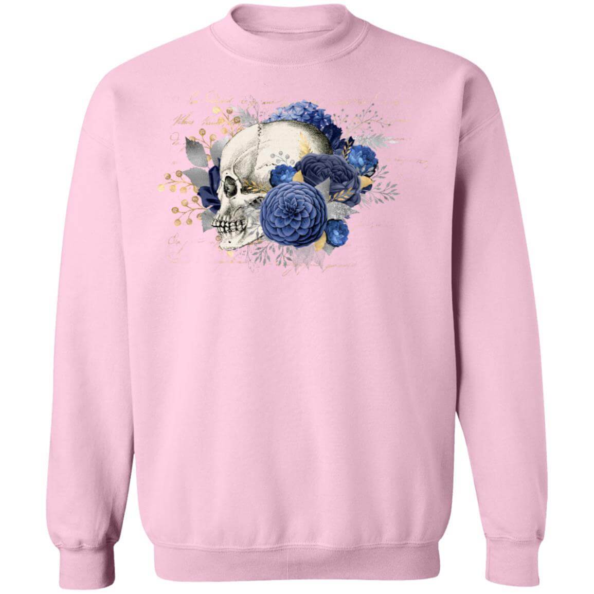 Sweatshirts Light Pink / S Winey Bitches Co Floral Skull Crewneck Pullover Sweatshirt 8 oz. WineyBitchesCo