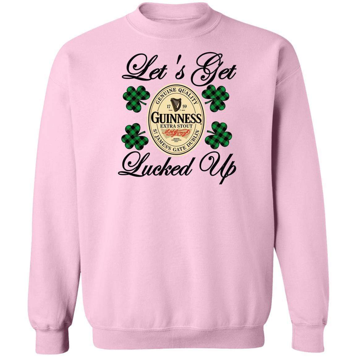 Sweatshirts Light Pink / S Winey Bitches Co "Let's Get Lucked Up" Guinness Crewneck Pullover Sweatshirt 8 oz. WineyBitchesCo