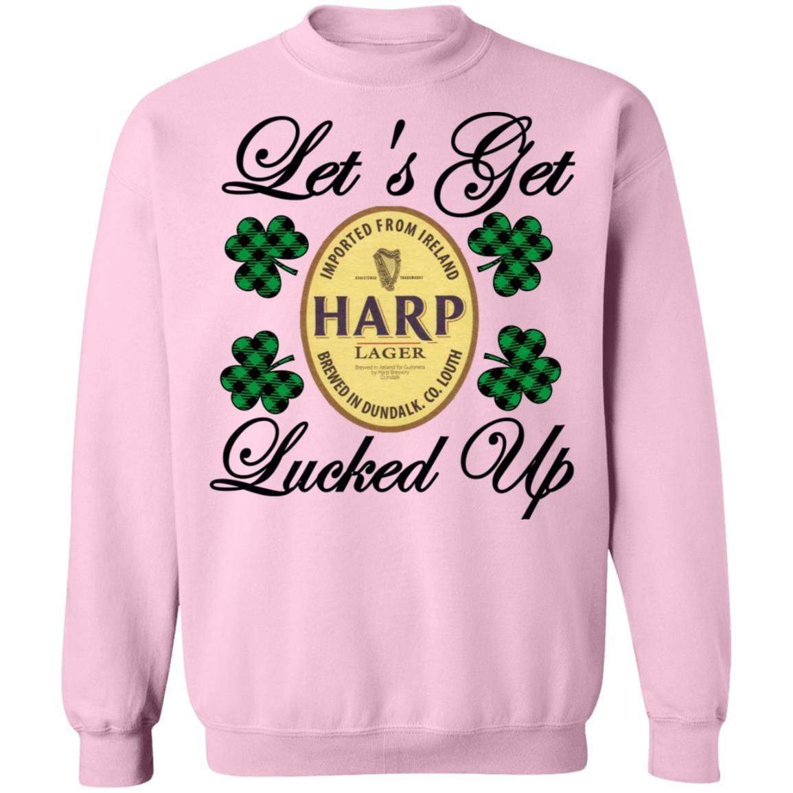 Sweatshirts Light Pink / S Winey Bitches Co "Let's Get Lucked Up" Harp Crewneck Pullover Sweatshirt 8 oz. WineyBitchesCo