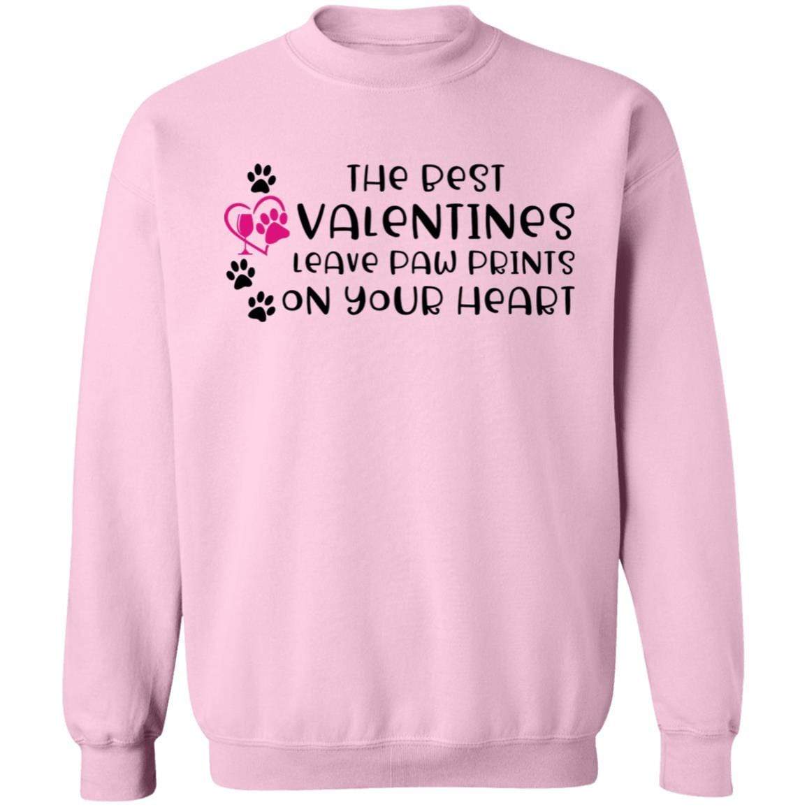 Sweatshirts Light Pink / S Winey Bitches Co "The Best Valentines Leave Paw Prints On Your Heart" Crewneck Pullover Sweatshirt 8 oz. WineyBitchesCo