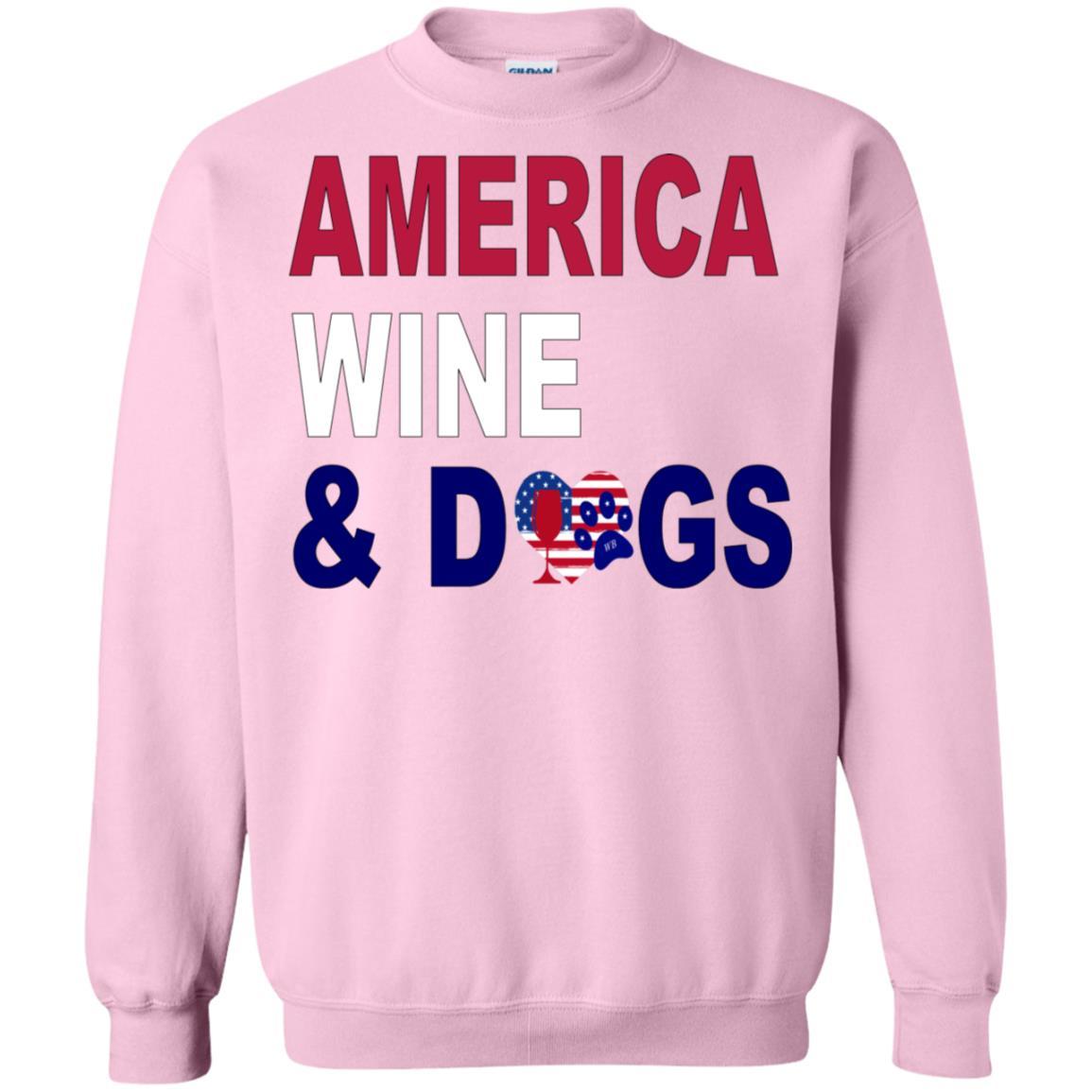 Sweatshirts Light Pink / S WineyBitches.Co America Wine & Dogs Crewneck Pullover Sweatshirt 8 oz. WineyBitchesCo