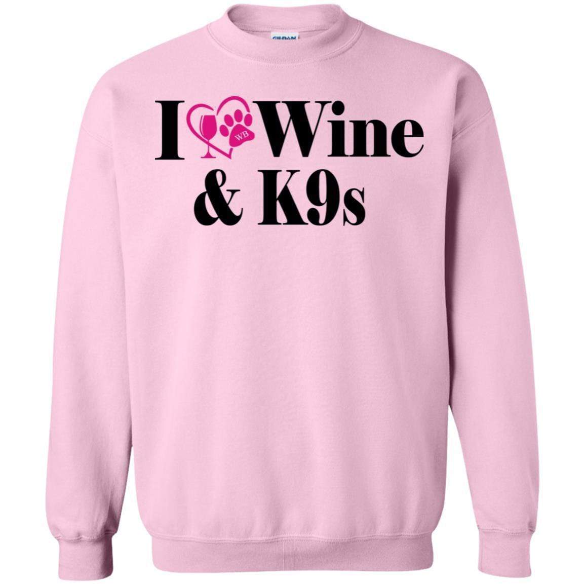 Sweatshirts Light Pink / S WineyBitches.Co "I Love Wine and K9s" Crewneck Pullover Sweatshirt 8 oz. WineyBitchesCo